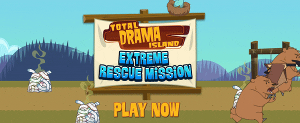 Total Drama Island characters run away from two bears and a goose