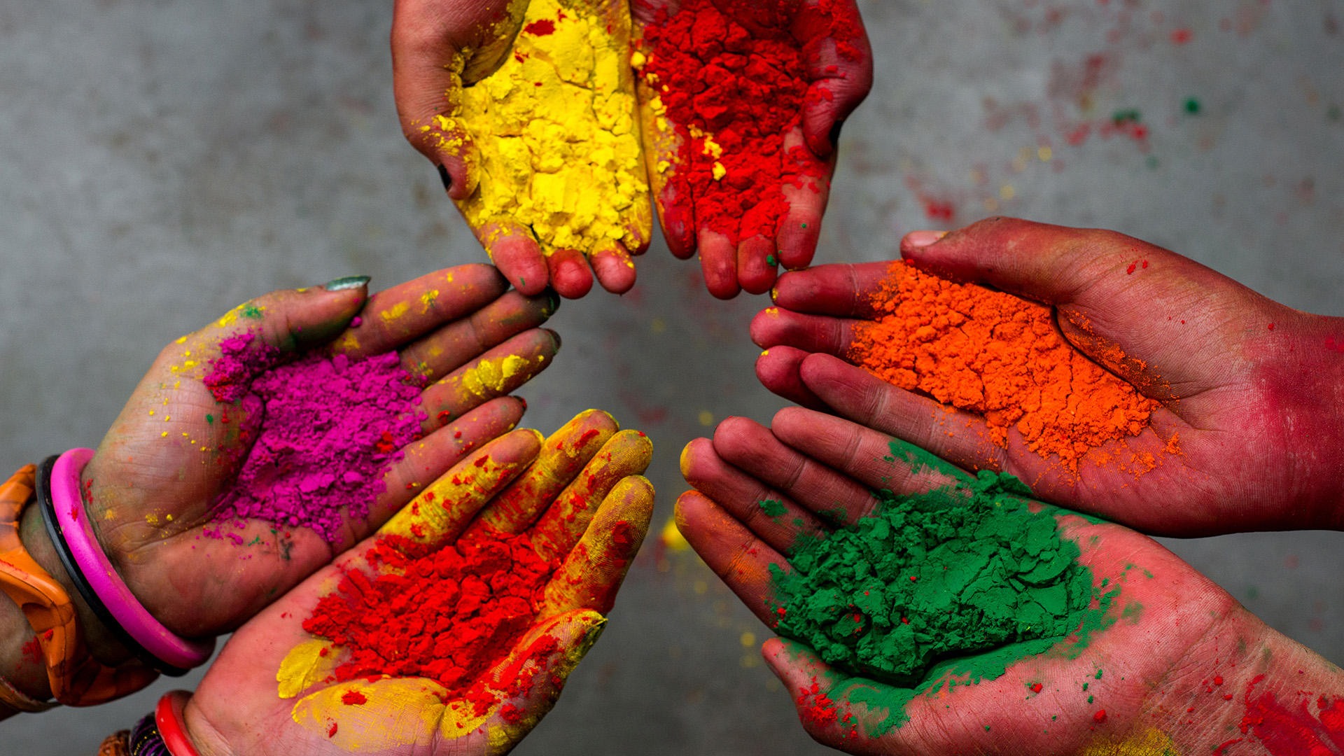 6 bolsas 100gr Polvos Holi | Polvos de Colores. Fiestas Holi