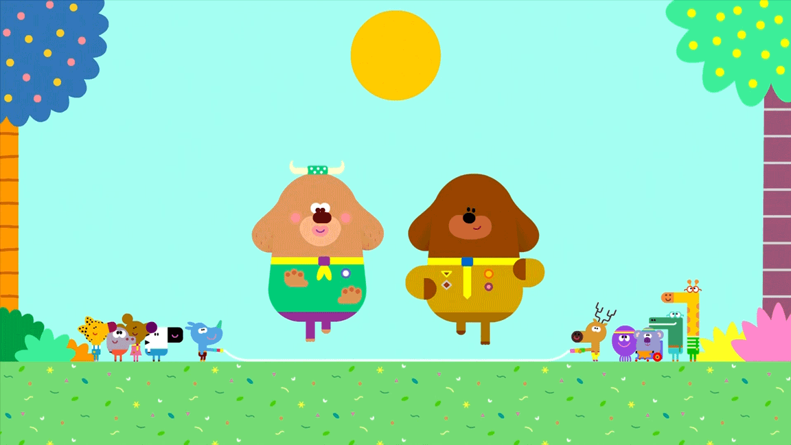 Duggee and the Squirrels playing skipping