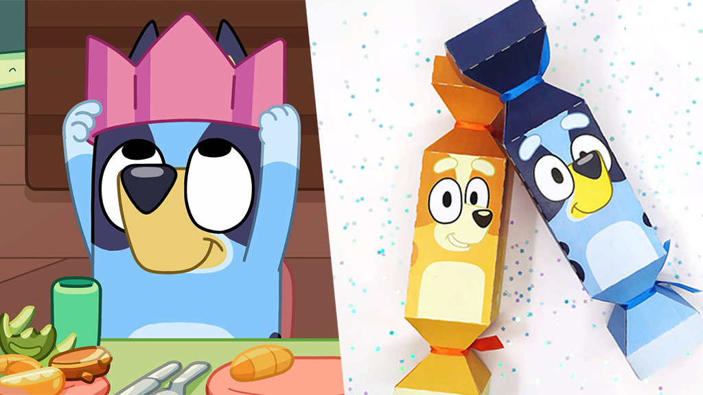 DIY Bluey and Bingo Christmas crackers for festive meals over the