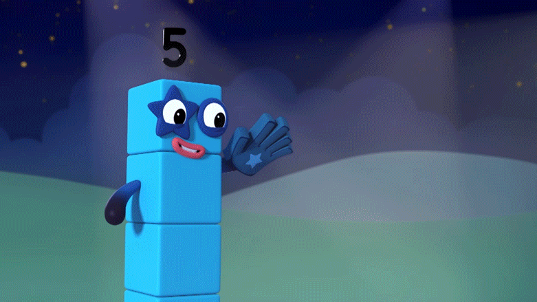 Numberblock 5 is getting high five from their friends.